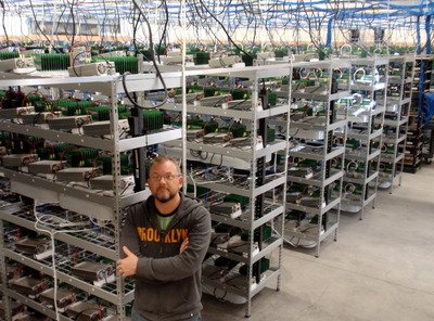 A bustling mining farm optimized for Litecoin hosting, showcasing rows of efficient rigs under eco-friendly lighting